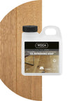Oil Wood Floor Cleaner And Rejuvenator For Oiled Finishes Plant Based Low VOC container on wood surface background