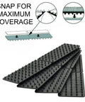 8 Pack Non Slip Rug Grips For Mats And Rugs Self Adhesive Pad Strips stack showing snap design for maximum coverage