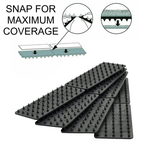 8 Pack Non Slip Rug Grips For Mats And Rugs Self Adhesive Pad Strips stack showing snap design for maximum coverage