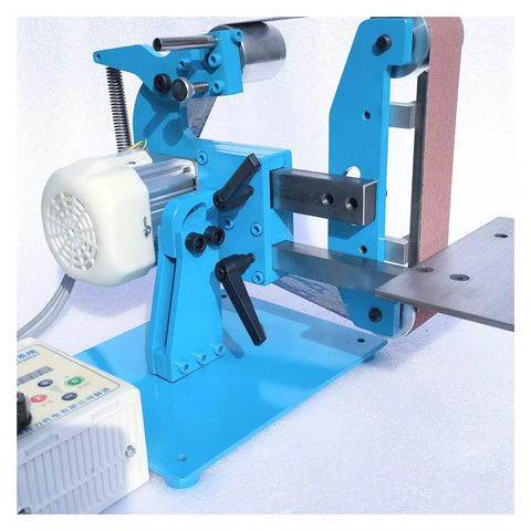 Badass 750W Brushless Belt Sander And Versatile Buffer Rig featuring slick digital gauges and smooth dual knobs in close-up view.