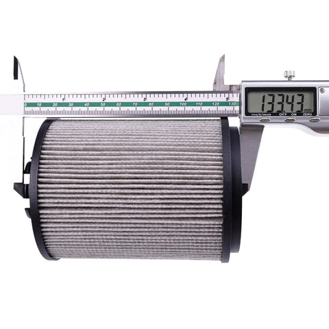 Top Tier Coolant Cartridge Filter Replacement For Detroit Dd13 Dd15 Dd16 And Western Star 6900 Engines showing measurement tool against filter