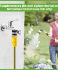 1-1/16 Inch Fine Thread Female To Three Quarter GHT Male Backflow Preventer Adapter For Hose Bibs And Vacuum Breaker Fittings Outdoor Faucet To Garden Hose Connector Brass Construction No Fuss Rust Resistant connected to outdoor faucet with hose