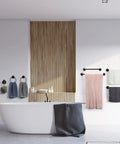 Bathtub scene with 13 Pieces Industrial Pipe Towel Rack Set Matte Black Bathroom Hardware With Towel Bars Towel Ring Hooks And Paper Holder.