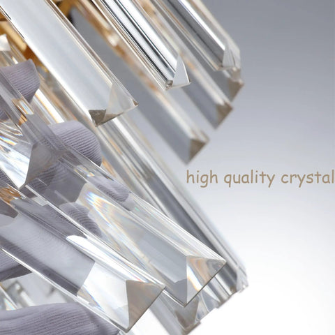 Close-up of high quality crystals on Modern Round Black Crystal Chandelier With Adjustable Cord And Chain, 15.74 Inch Diameter