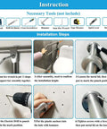 Installation steps for Heavy Duty 24 Inch Stainless Steel Handicap Grab Bars For Bathroom And Shower with tool images.