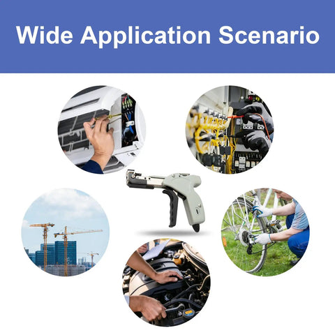 Smooth Operator Metal Zip Tie Cutter And Stainless Steel Cable Gun With Four Level Adjustments And No Hassle Auto Cut For Heavy Duty Tie Wraps With Quick Release Tool in various applications including electrical and construction.
