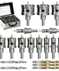 REKCKRUL 21-piece TCT carbide hole saw kit for metal in metal case with pilot bits and L-wrench
