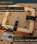 Heavy Duty Adjustable Band Clamp For Woodworking With 15 Ft Strap Solid Ratcheting Grip Saves Your Finish Totally Crushes 1000 Lbs Without Breaking A Sweat Absolute Game Changer For Framing Projects on a workbench with orange and black elements.