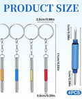 Handy 3-In-1 Eyeglass Repair Kit With Keychain Screwdrivers Stainless Steel Precision Mini Tools sizes and dimensions