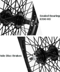 Heavy Duty 20 Inch Bike Wheel Set Front And Rear With 1.85 Inch Wide Double Wall Aluminum Rims, 12 Gauge 48 Spokes, Disc Brake