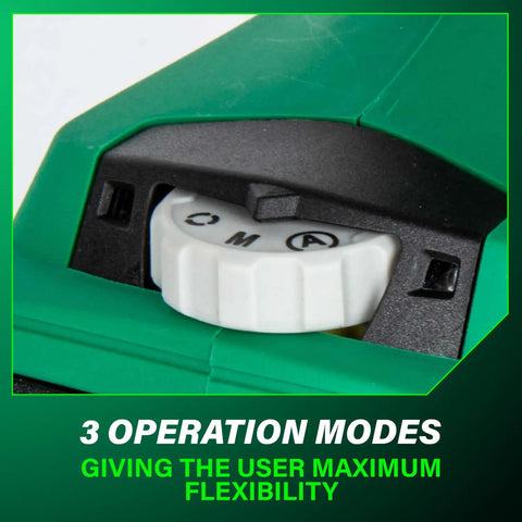 Close-up of the operation mode dial on Your Go-To 18V MultiVolt Cordless Drywall Screw Gun Kit With Collated Magazine, showing 3 modes.