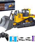 Remote Control Bulldozer One Sixteenth Scale With Light And Sound Nine Channel Front Loader RC Toy with metal roof and parts