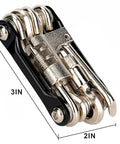 All In One Bike Multitool Kit With Chain Breaker And Tire Repair, Lightweight Stainless Steel, Ultra Compact Foldable 3x2 Inches