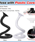 Rock Solid Black Articulated Fume Extraction Arm And Flexible Soldering Vent Hood Kit, Four Piece 2 Meter 1.8 Inch Duct Hose Set showing black and white hoses.