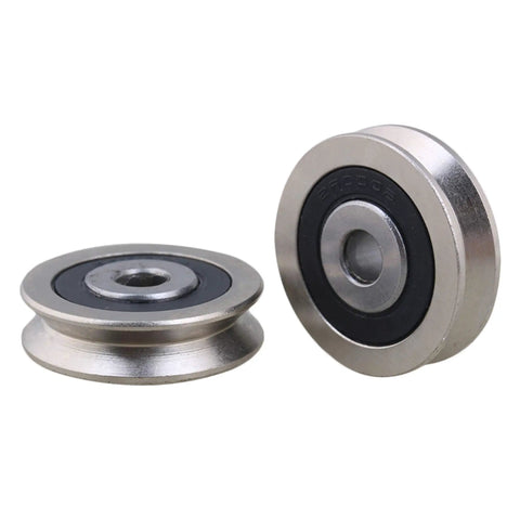 2 Pack Deep V Shaped 6x30x8mm Metal Sealed Bearings For Rail Guides, Pulleys, And Linear Motion Systems close-up view.