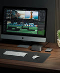 Zero Hassle Usb 4 M2 Nvme Ssd Enclosure With Toolless Build And Up To Forty Gigabit Transfer Speeds For Lightning Quick File Swaps Across All Your Gear next to an Apple computer setup.