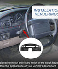 Installed Ford F-Series diesel dash bezel replacement panel for 1994–1997 F-250/F-350; black plastic.