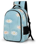 Pastel Daisy Light Blue Watercolor Printed Backpack For Everyday Use Unisex Large Capacity Polyester Go To Daypack