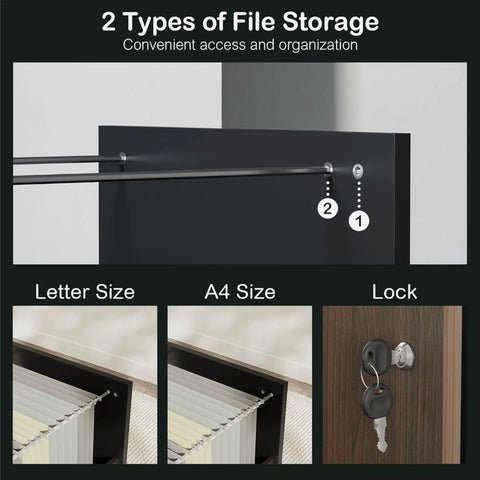 Extra Large Electric Standing Desk 114 Inch Wide With Two Spacious File Cabinets showing file storage organization options.