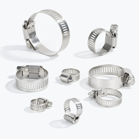 All Purpose Hose Clamps Kit For Plumbing, Automotive And Mechanical Projects, Heavy Duty Adjustable Worm Gear Clamps in 304 stainless steel