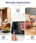 Food Scale With Nutritional Calculator For Tracking 30 Plus Nutrients Calories And Macros Bluetooth Kitchen Scale With Free App For Meal Prep Weight Loss Coffee Making And Daily Health Reports 22Lb Capacity in use demonstrating app integration and barcode search with meat and salad.