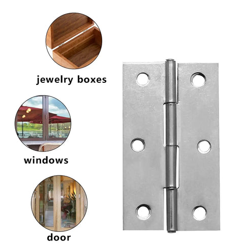 Top Tier 12 Pack Of 2.5 Inch Mini Butt Hinges In Classic Silver Finish Built Different From Rustproof 304 Stainless Steel For Smooth Cabinet Door Install And Heavy Duty Tool Box Assemblies Includes All Mounting Screws, showcasing versatile uses for jewelry boxes and windows.