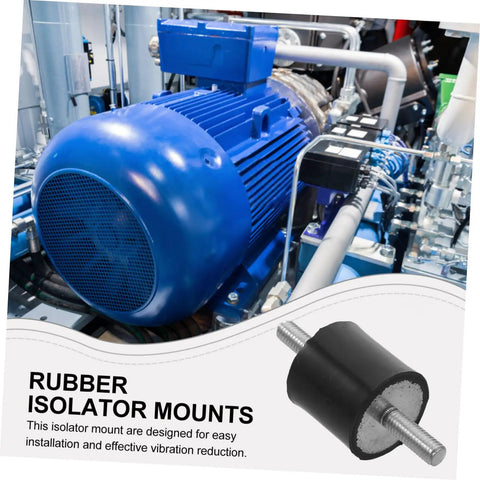Sturdy Rubber Shock Mounts 4 Pack Vibration Isolators for Fitness Equipment and Air Conditioning, Easy Install, Heavy Duty Rubber Mounts for Bikes, Compressors and Machinery, black rubber mount with threaded bolt
