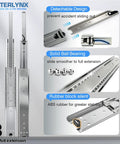 Bulletproof Heavy Duty Full Extension Ball Bearing Drawer Slides One Pair 20 Inch Thick Steel showcasing detaching design and ball bearings