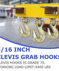 Image of Eight Pack Clevis Grab Hooks Five Sixteenths Inch Grade Seventy Forged Steel For Tow Chains Heavy Duty 5400 Lbs.