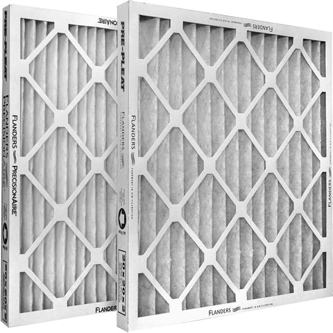 Two Pre-Pleat 40 Air Filter MERV 8 16 x 25 x 2 Inches V pleated filters in packaging