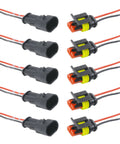 Rock-Solid Waterproof Electrical Auto Wire Connectors 2-Pin Plug-In Terminals tough nylon connectors with wires for car boat motorcycle.
