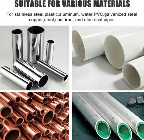 Various pipes for Dual Mode Automatic Pipe Cutting Machine With DIY And Industrial Settings Includes Two Saw Blades For Stainless Steel Cast Iron And 12 Plus Materials Cuts 15 To 400 Millimeters Burr Free In Under Two Minutes