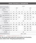 Technical parameters of FSL40 Version 2.0 Linear Guide Rail for CNC projects, detailing speed, load, and accuracy.