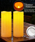 2 Pack 10 Inch Outdoor Flameless LED Candles With Remote Control And 2H 4H 6H 8H Timer, Battery Operated Pillar Candles, Waterproof Ivory
