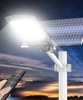 1000W Solar Street Light Dusk To Dawn 80000LM LED Beast Mode Brightness with remote aimed at night sky, IP66 waterproof design