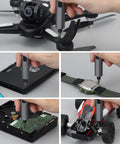 Mini Electric Screwdriver Kit 29 In 1 with 24 Magnetic Bits used on drone, gaming console, watch, motherboard, and toy car