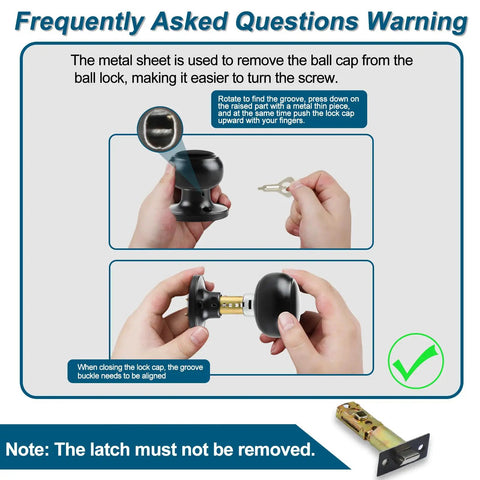 Guide for Passage Door Knobs 3 Pack Dope Matte Black Interior Round Door Handles Non Locking for Hallways and Closets Keyless Reversible