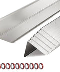 Heavy Duty 304 Stainless Steel Wall Corner Guards 10 Pack 2X2X48 Inch corner protectors with red adhesive tape.