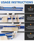 Four Way Glue Up Clamps Keep Boards Dead Flat, 40.5 Inch Panel Clamps shown in usage instructions for glue-up process.