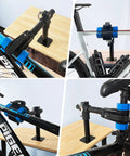 Heavy Duty Bike Repair Stand With Bench Mount For Home Garage Use Easy Clamp And Workbench Setup Perfect For Road And Mountain Bikes MTB Maintenance Rack Quick Adjustments Durable Black