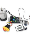 110V 750W DC Brushless Spindle Motor Kit with Driver Board for CD210V WM210V Lathe, 130mm body, 10mm shaft, components shown