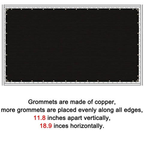 6 Feet By 50 Feet Privacy Screen For Fence Mesh Shade Net Cover Black with copper grommets illustrated on a white background