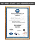 Quality management system certificate in a wooden frame from our factory