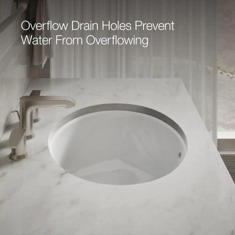 Oval Undermount Bathroom Sink White 17x14 Inch, Vitreous China, Overflow Drain, in countertop with modern faucet