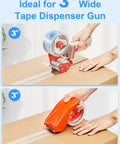 Using a dispenser to apply Heavy Duty Packing Tape 12 Roll Set Clear 2.7 Mil Thick 1.88 Inch Wide 60 Yards Per Roll 720 Total Yards