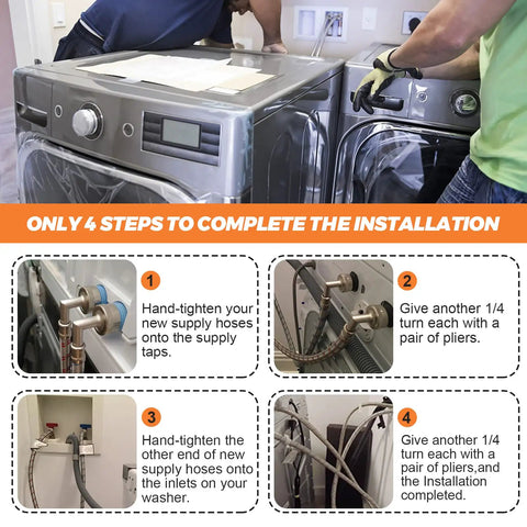 4 Ft Stainless Steel Washer Hoses With 90 Degree Elbows 2 Pack No Lead Burst Proof Hot And Cold Water Supply Lines installation guide