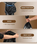Automatic Electric Portafilter Cleaner Knocks Out Stubborn Coffee Oils In Seconds showing bonus trash bags and heavy-duty design.