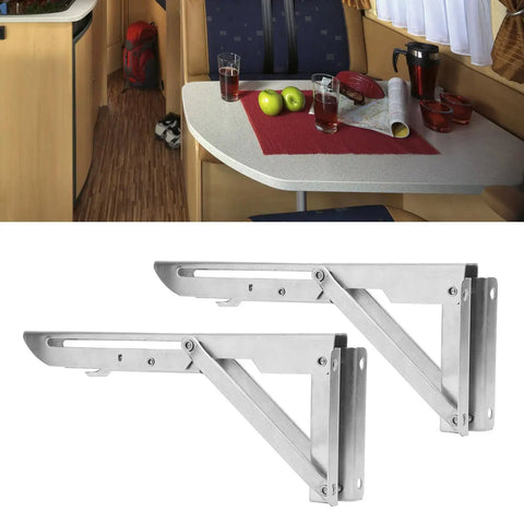 Wall Mounted Folding Table Bracket With Auto Locking Hinge And 240mm Support in RV dining area and close-up view