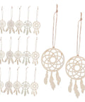 50 Piece Wooden DIY Dream Catchers Kit Unfinished Hollow Wall Hangings Boho Ceiling Decor Paintable Wood Craft Ornaments for Bedroom and Home Projects Great for Wall Art and Cozy Room Vibes, 50-piece set, hanging view