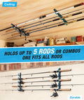 Heavy Duty Fishing Rod Holder 2 Pack for Garage Storage Ceiling Or Wall Mount Rod Rack With Protective TPR Coating displayed